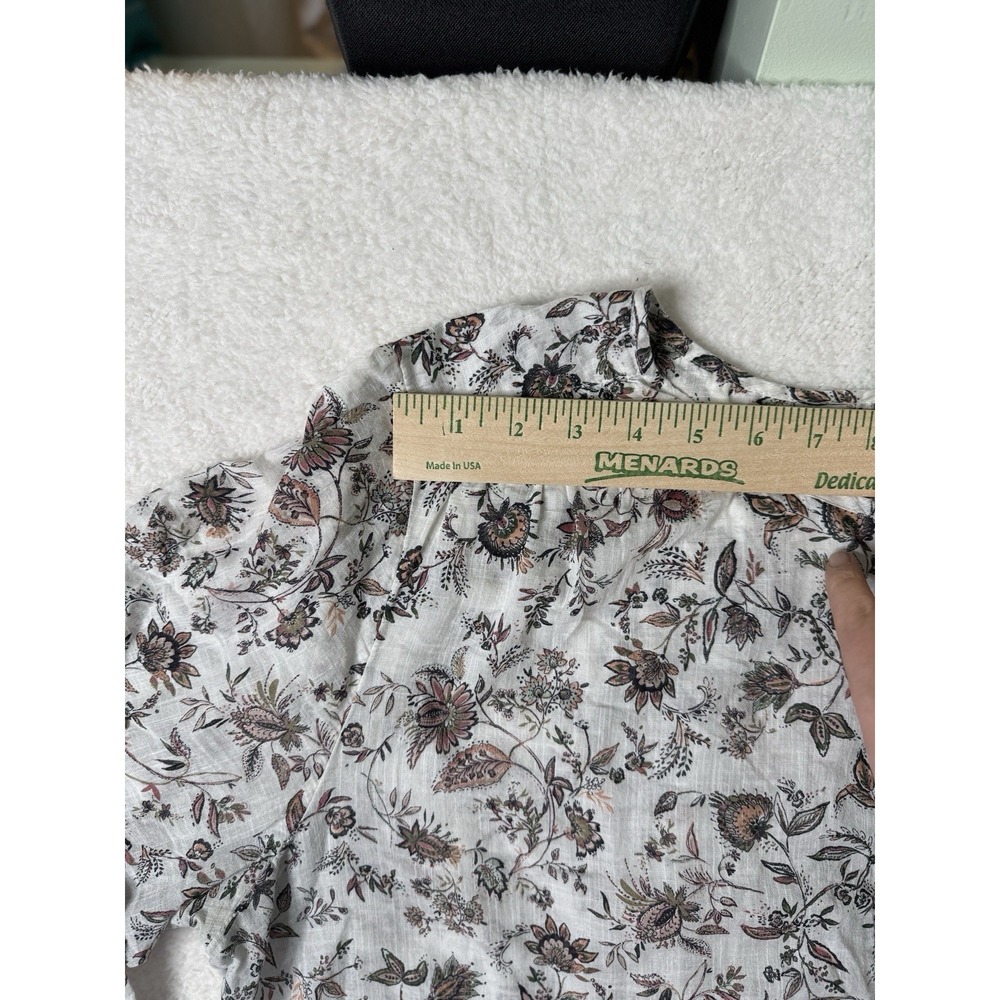 J Jill Shirt Women plus 2X White Floral Flowy Boxy Collared Button Front Prairie - Picture 15 of 16